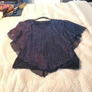 XL Flowy Blue Sparkly Shirt by Connected Apparel
